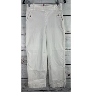 SPANX Stretch Twill Cropped Wide Leg Pant White Size Medium Pull On Pockets